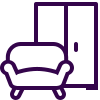 Un icono morado de un sofá y un armario.