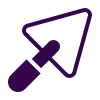 Un icono de paleta morado sobre un fondo blanco.