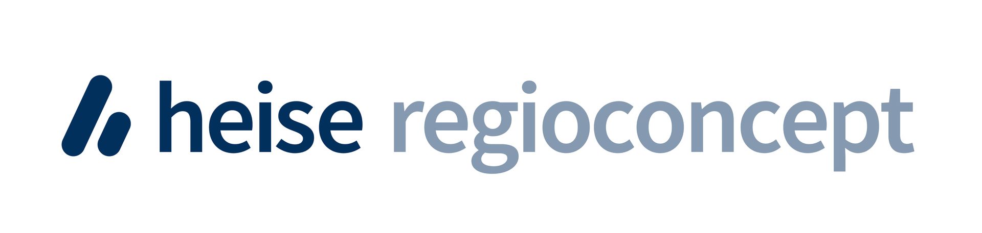 Ein blaues Logo für heise regioconcept auf weißem Hintergrund.