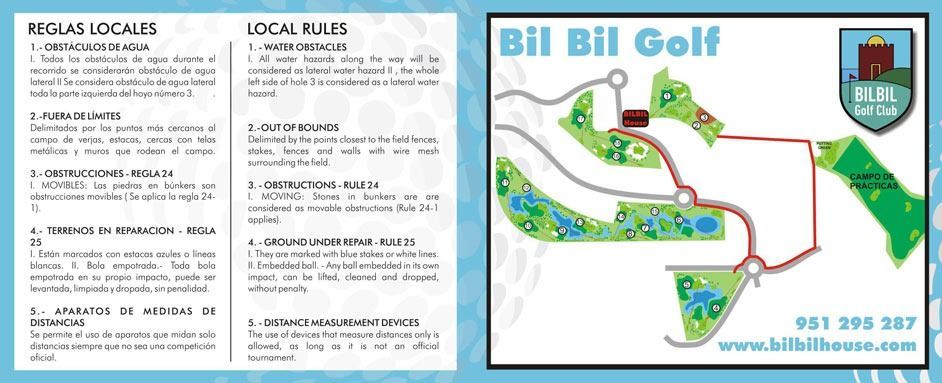 Un folleto de un campo de golf llamado Bil Bil Golf.