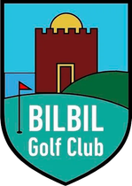 El logotipo del club de golf Bilbil muestra un castillo y un campo de golf.