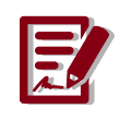 Bloc de notas color granate con el icono de un lápiz, que representa la toma de notas o la edición.