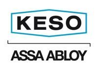 Ein blau-weißes Logo für Keso Assa Abloy