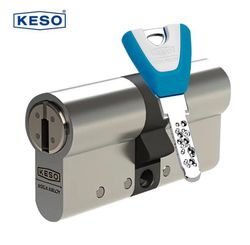 Ein blau-weißes Logo für Keso Assa Abloy