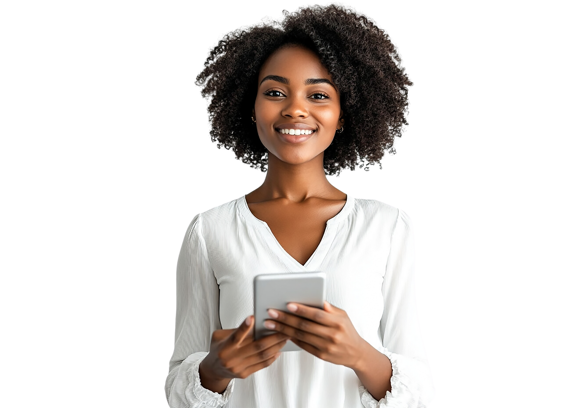Femme qui tient un téléphone