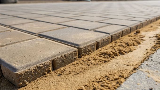 Gros plan sur les pavés sur un chemin d'accès.
