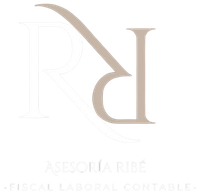 Logotipo: letras entrelazadas "RD" con acentos curvos, "Asesor&iacute;a Rib&eacute;" y "Fiscal Laboral Contable" sobre fondo gris.