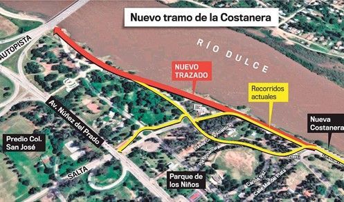 An aerial view of the nuevo tramo de la costanera