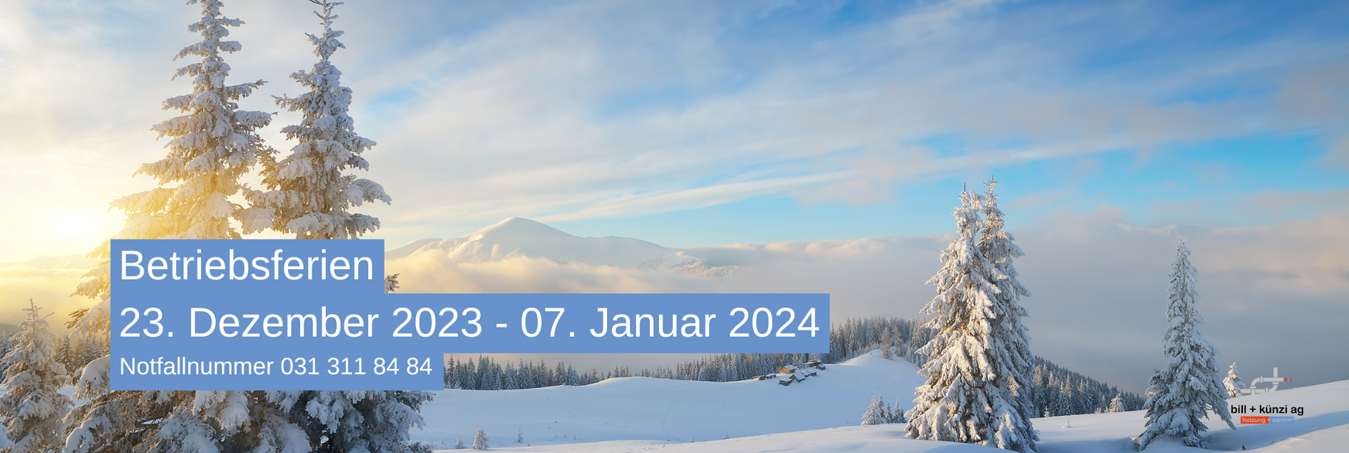 Betriebsferien vom 23. Dezember 2023 bis 05. Januar 2024