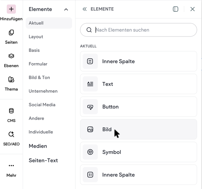 Ein Screenshot einer Website mit Widgets per Drag & Drop darauf.