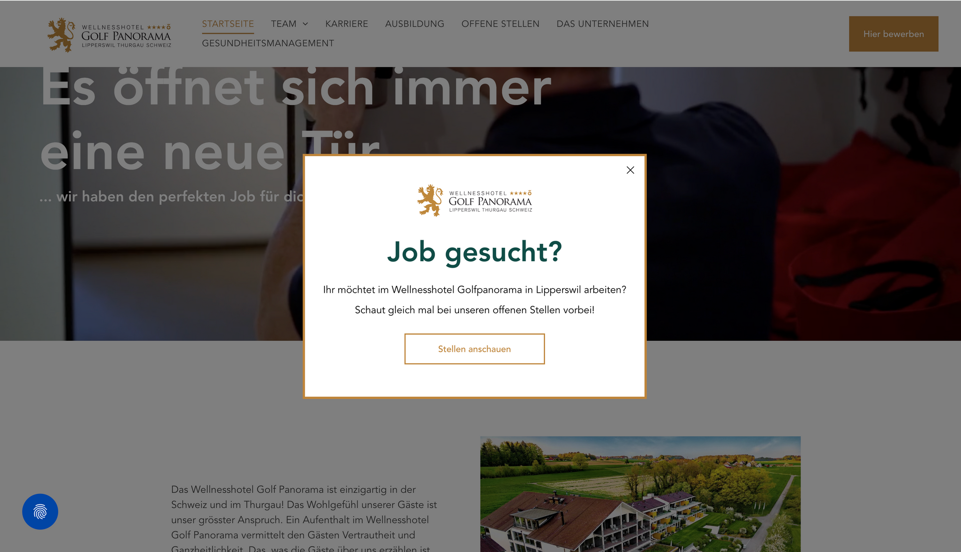 Ein Screenshot einer Website mit der Aufschrift „Job gesucht“