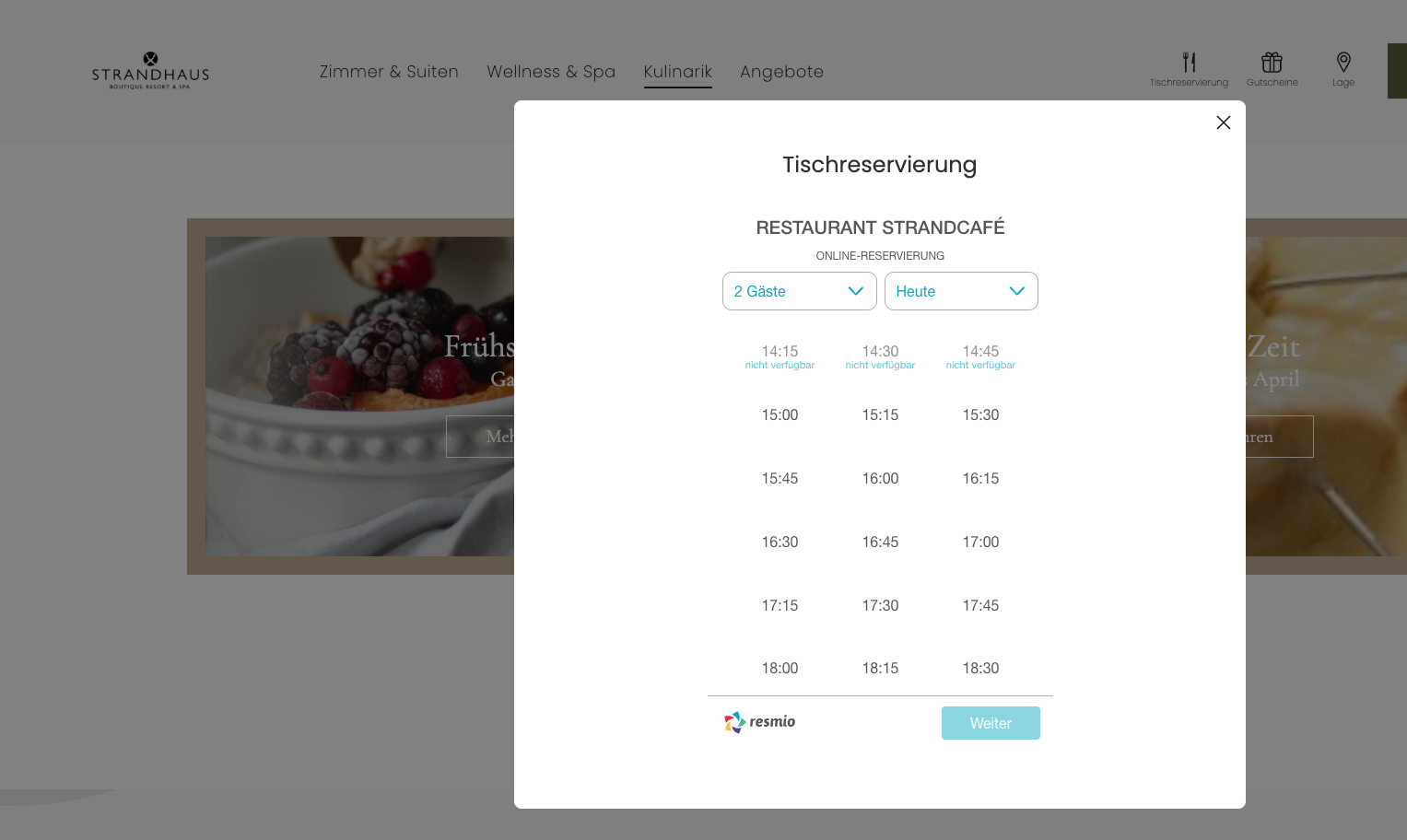 Ein Screenshot einer Website mit einer Schale Beeren darauf