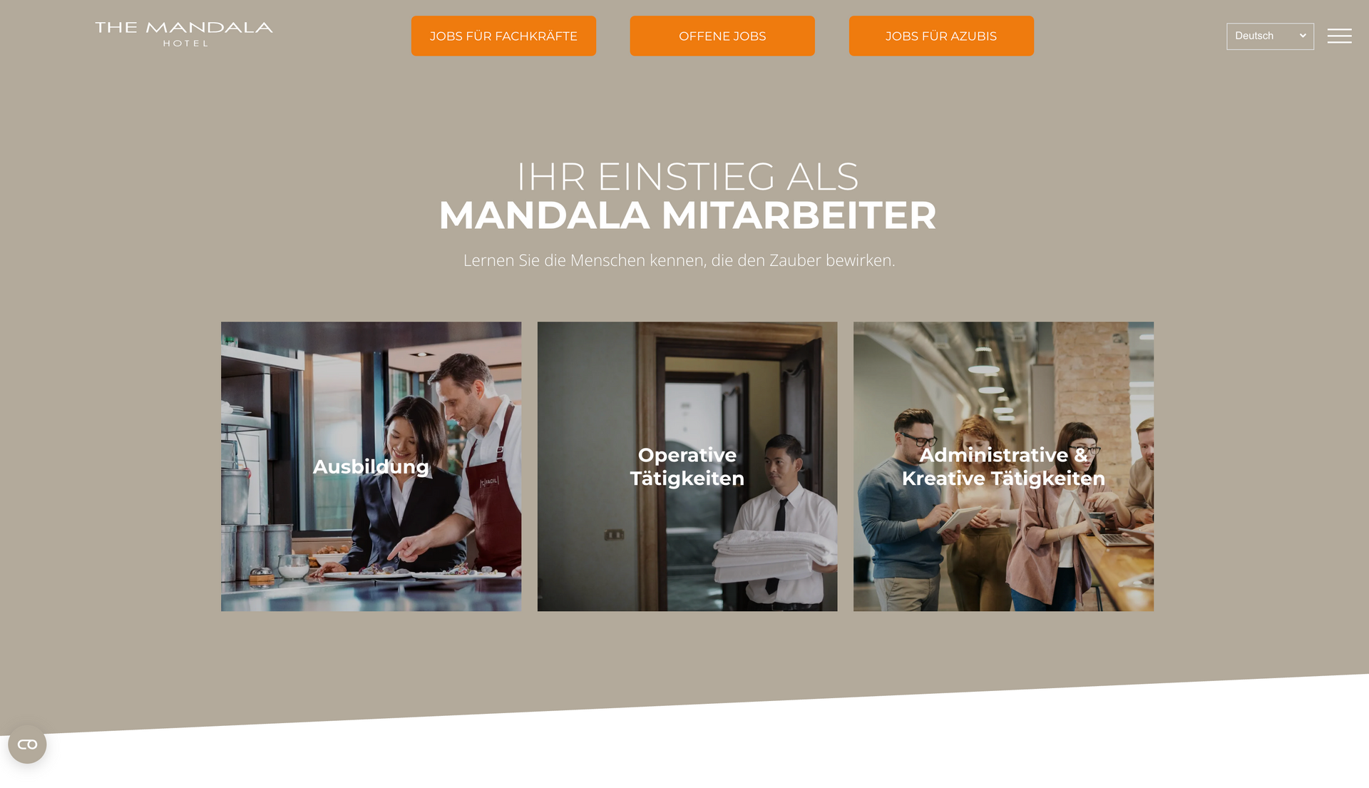 Ein Screenshot der Homepage einer Website.