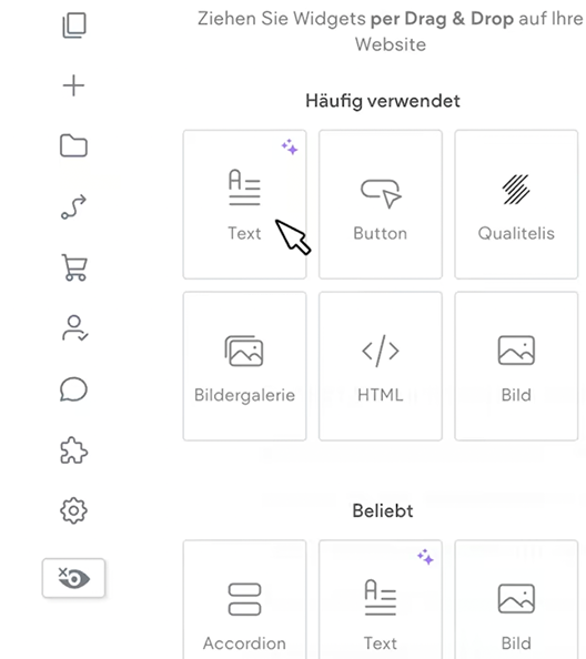 A screenshot of a website with drag & drop widgets on it.