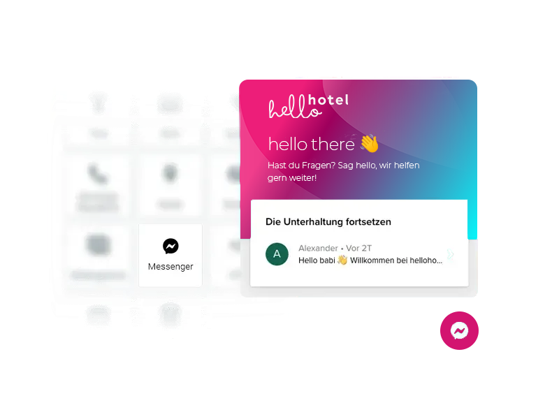 A colorful card with the inscription "Hello hotel, hello there".