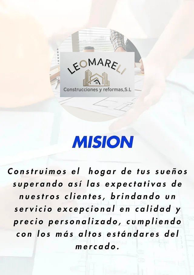 Logotipo: empresa constructora “EBEN-EZER”, seguido del texto: “MISIÓN” y la declaración de la misión de la empresa.
