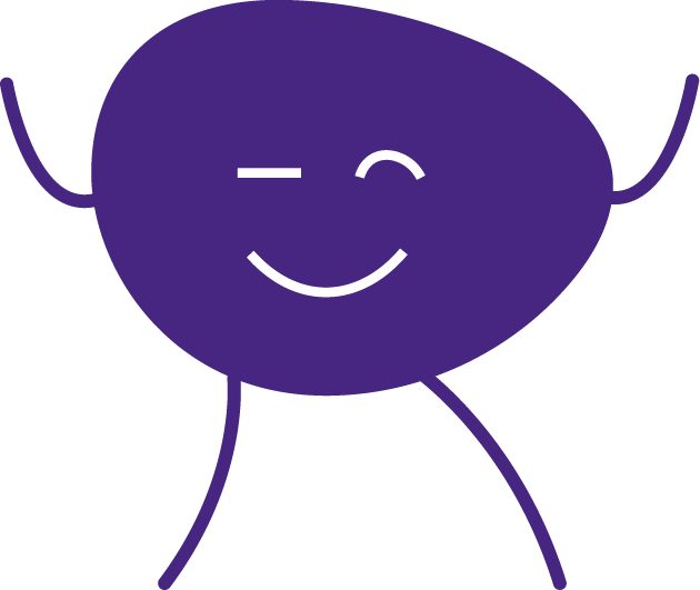 Icône d'un bonhomme rond avec un sourire et un clin d'œil.