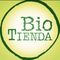 Un logotipo circular con un contorno verde tosco sobre un fondo amarillo pálido, que muestra el texto verde "Bio TIENDA".
