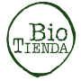 Logotipo circular verde de Bio Tienda con texto verde estilizado sobre fondo blanco.