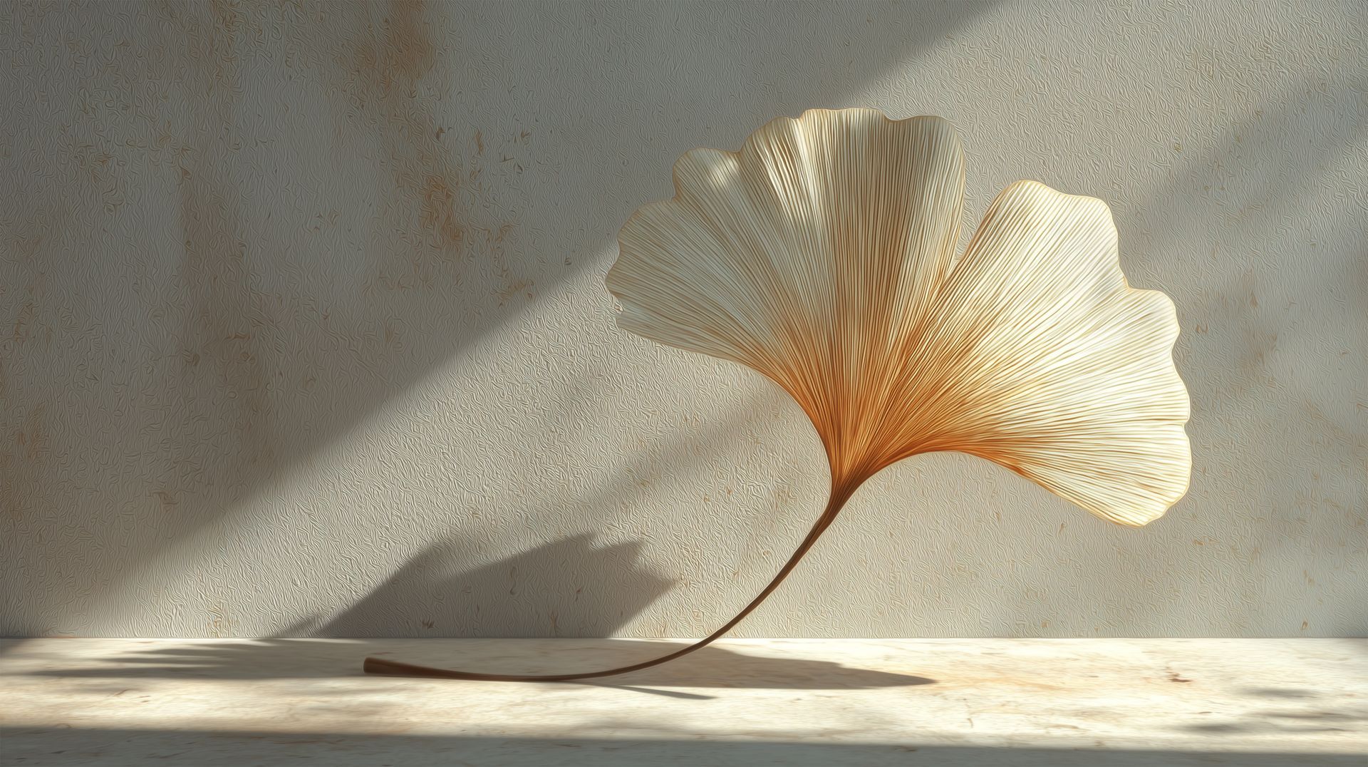 Mur à la chaux et fleur de ginkgo décorative