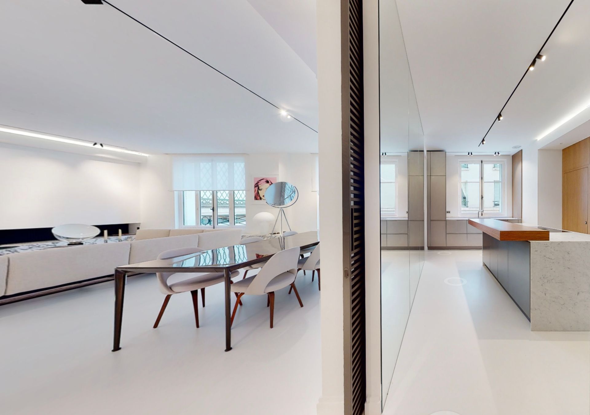 Salon et salle à manger en résine de sol