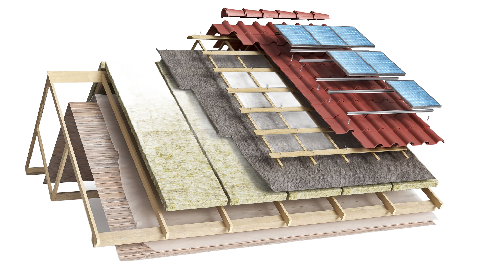 Un schéma en coupe illustrant la construction multicouche d'un toit.