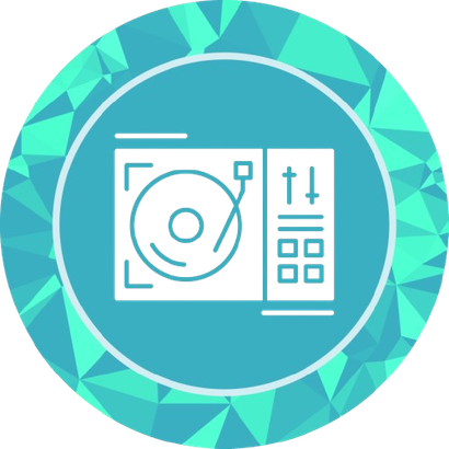 Platine de DJ turquoise et bleue