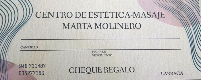 A cheque from centro de estetica masaje maria molinero