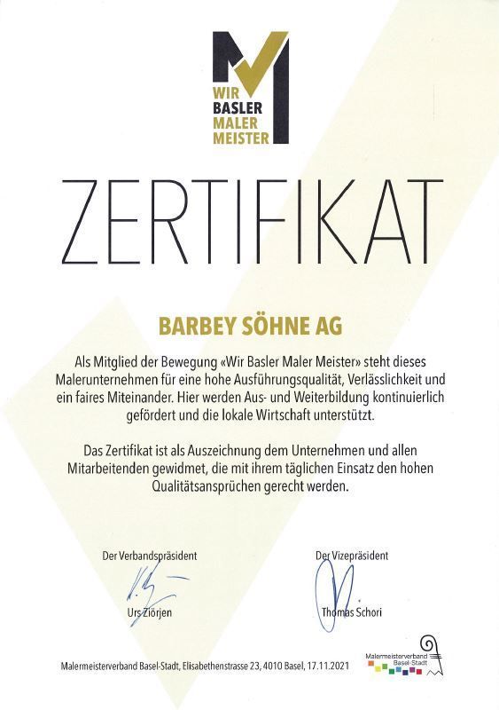 Es ist ein Zertifikat mit der Aufschrift „Zertifikat“.