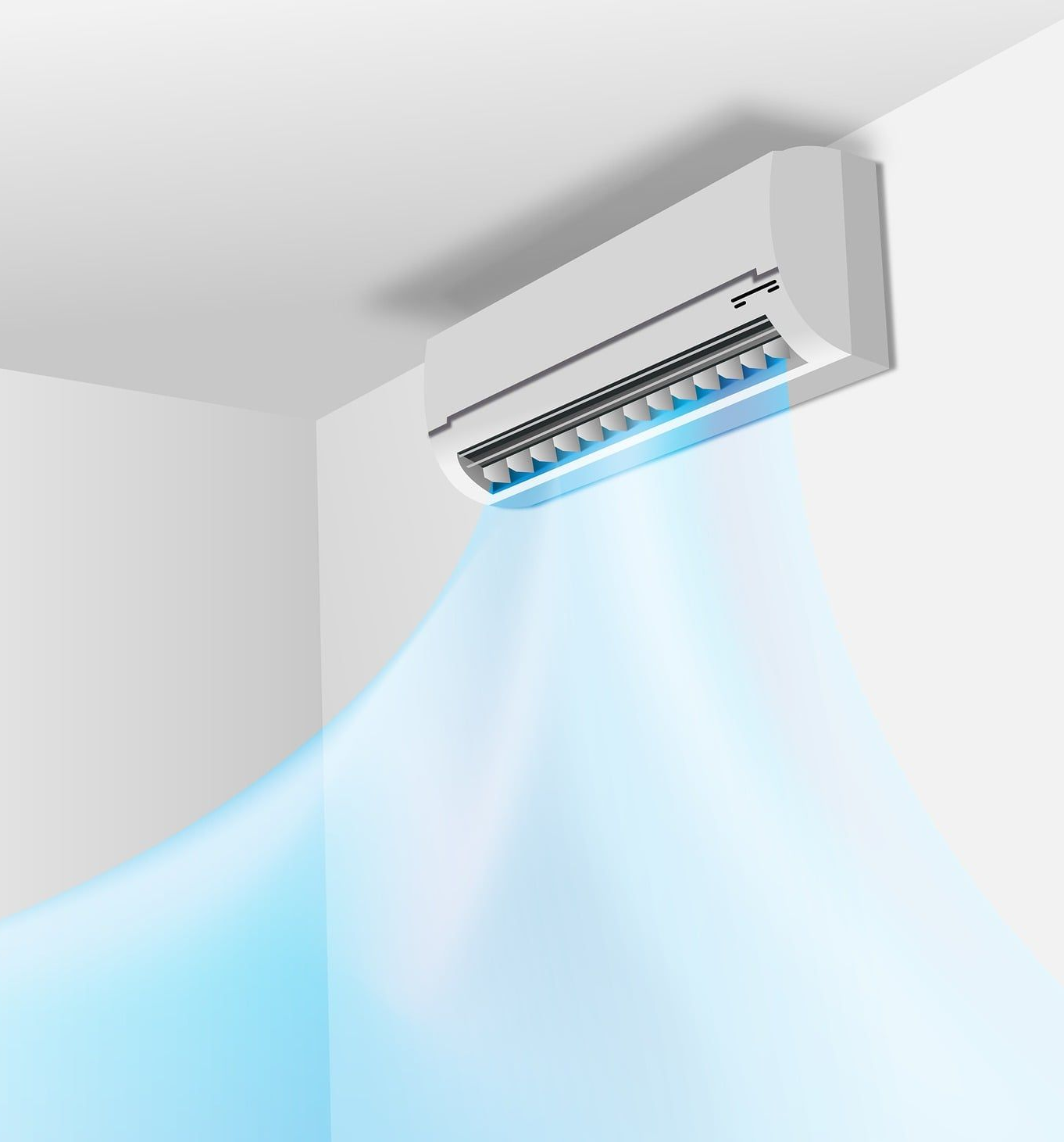 Un climatiseur blanc.