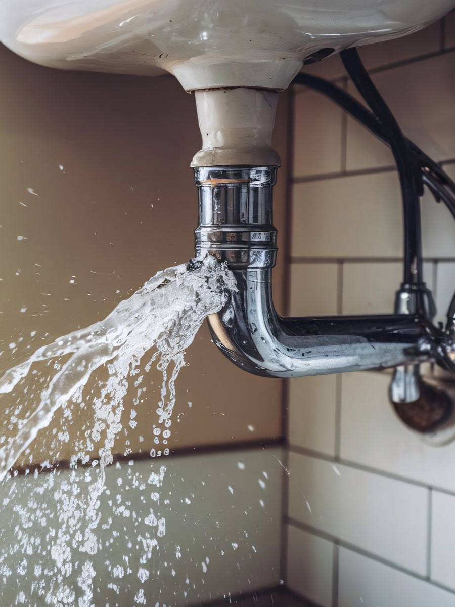 Fuite d'eau sous un lavabo