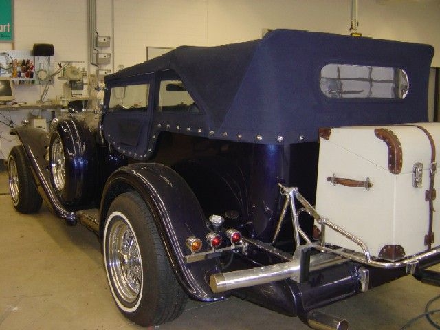 Verdeckbezug in Sonnenland Stoff blau neu angefertigt und moniert.