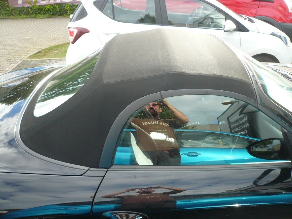 Porsche Boxster S Verdeckbezug Sonnenland Stoff schwarz geliefert und montiert