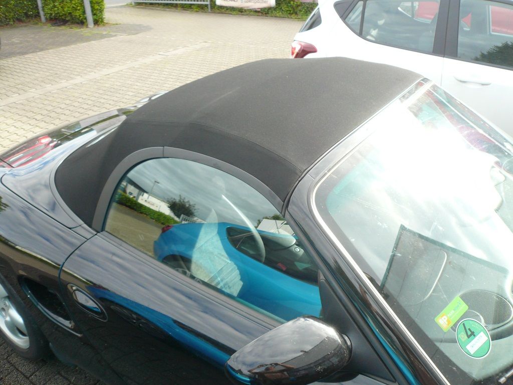Porsche Boxster S Verdeckbezug Sonnenland Stoff schwarz geliefert und montiert
