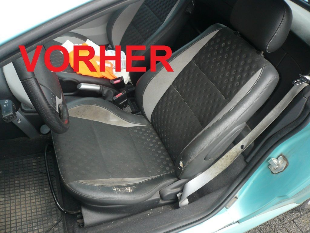 Das Wort „vorher“, das auf einem Autositz steht