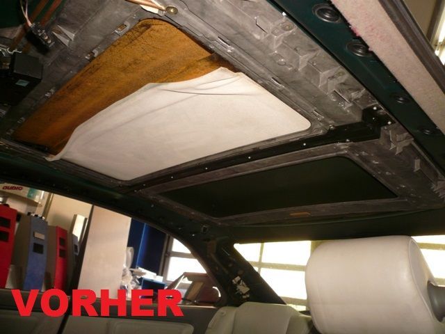 BMW 8er Innenausstattung in Leder Beige neu angefertigt und montiert. Himmel in Alcantara Beige neu bezogen.