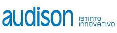 Ein Logo für Audison wird in Blau auf weißem Hintergrund angezeigt.