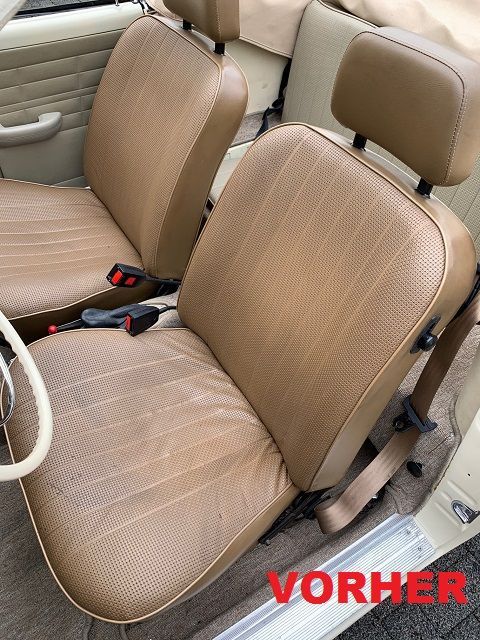 Karmann Ghia Innenausstattung in Stoff/Kunstleder neu angefertigt und montiert.