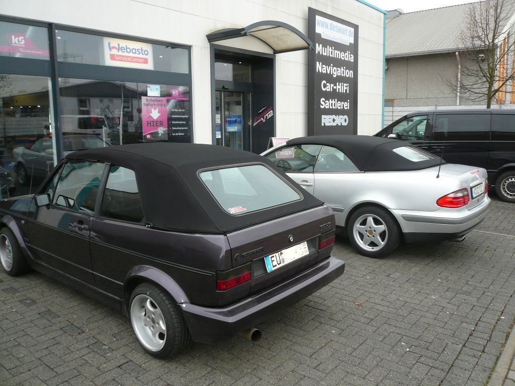Golf 1 Cabrio, Verdeck Bezug in Sonnenland Stoff schwarz geliefert und montiert.
