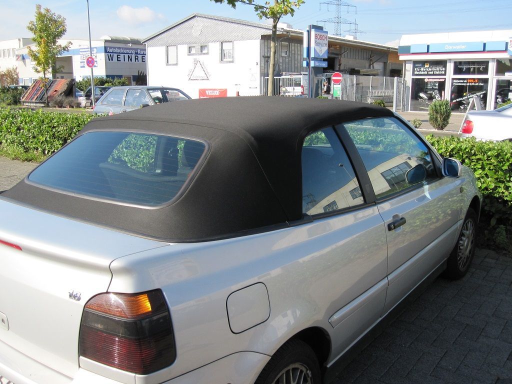 Golf 3 Cabrio, Verdeck Bezug in Sonnenland Stoff schwarz geliefert und montiert.