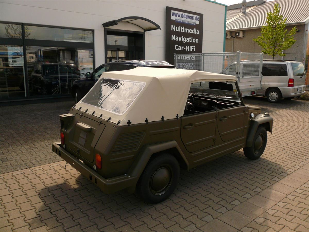 Kübel, Verdeckbezug in Sonnenland Stoff beige geliefert und montiert.
