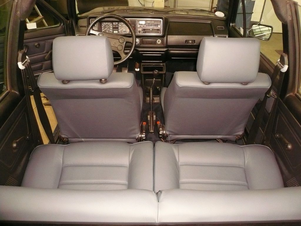 Golf I Cabrio, komplette Innenausstattung in Leder neu angefertigt und montiert.