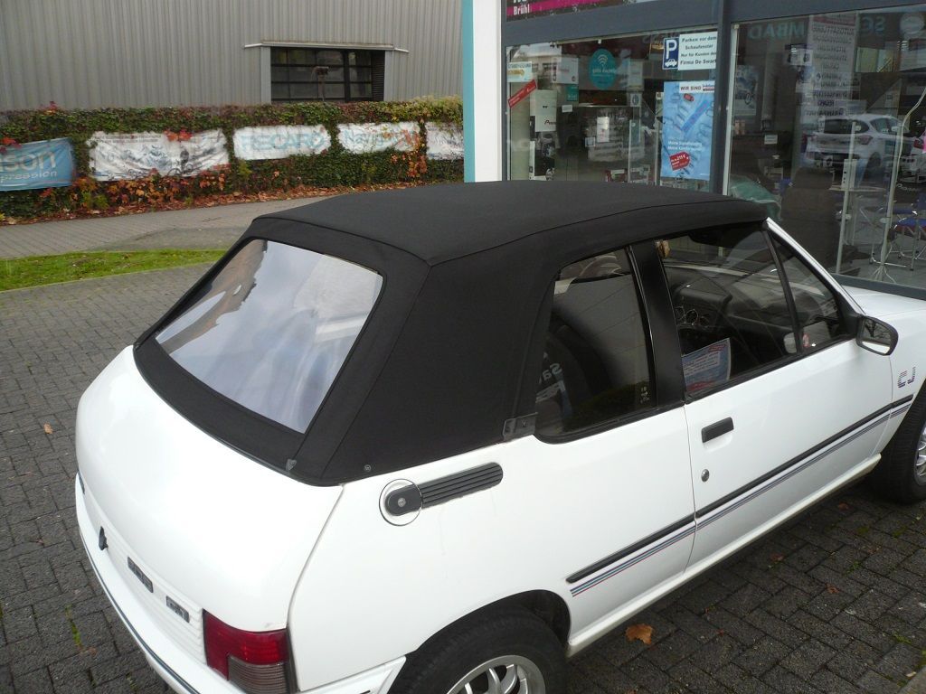 Verdeck Bezug in Sonnenland Stoff schwarz für Peugeot 205 geliefert und montiert