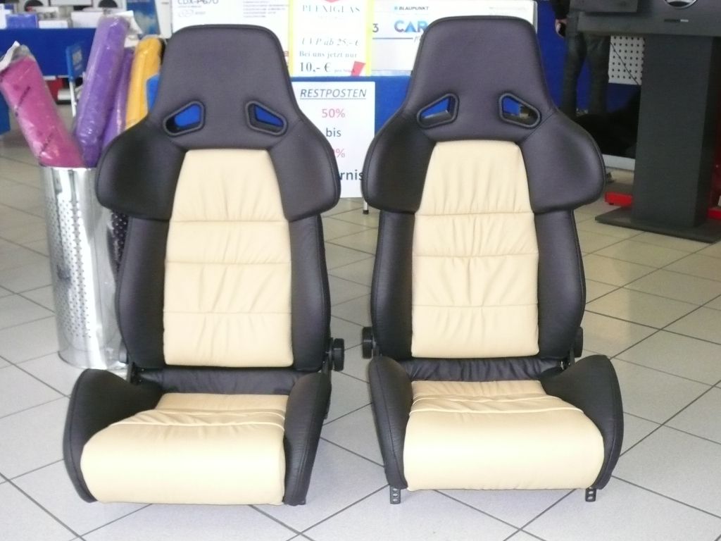 Recaro Audi Sitze in Leder schwarz beige neu bezogen