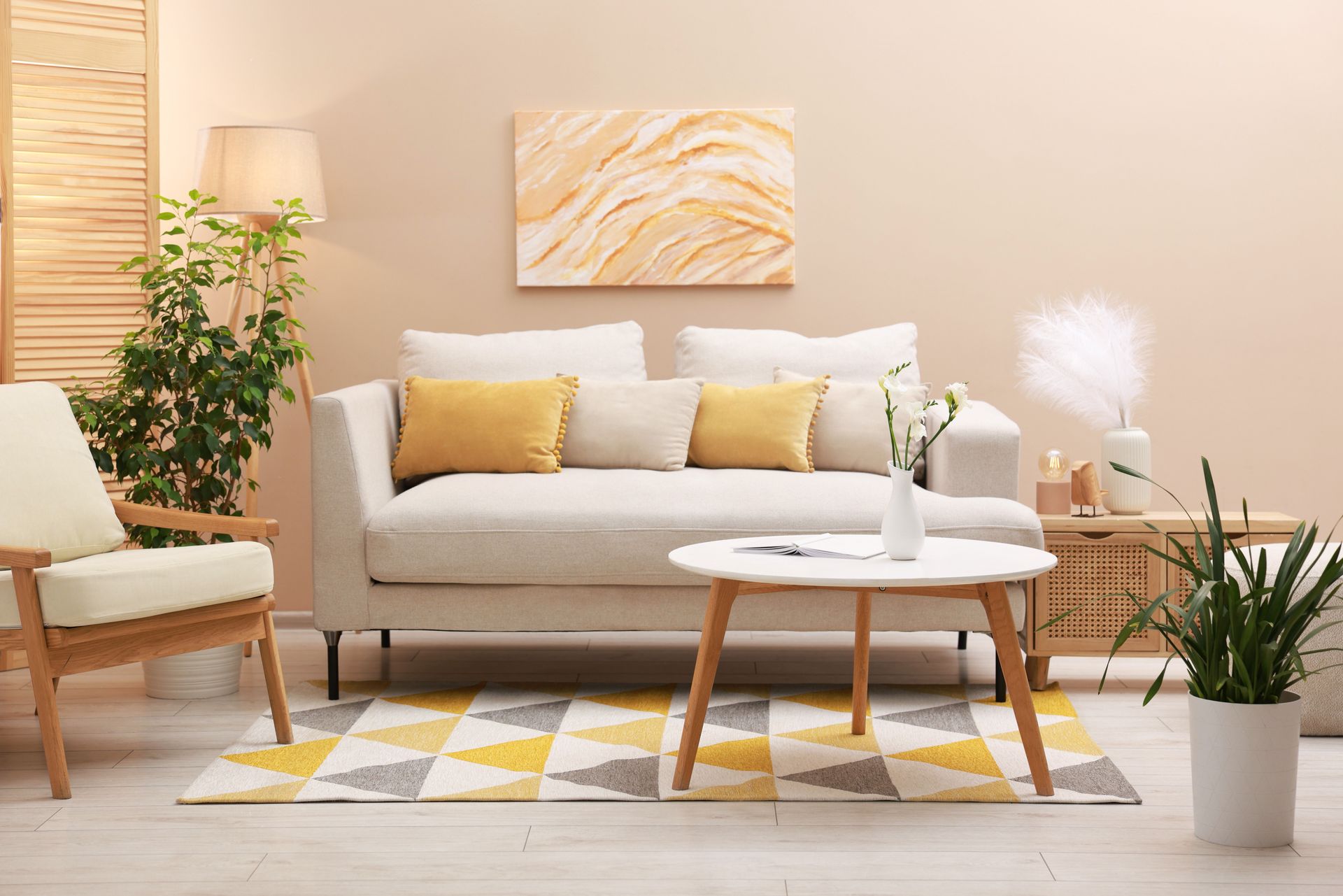 Un tapis décoratif dans un salon
