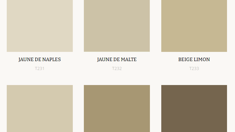 Échantillons de peintures d'Argile : couleurs chaudes