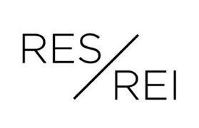 Ein schwarzweißes Logo für res/rei auf weißem Hintergrund.