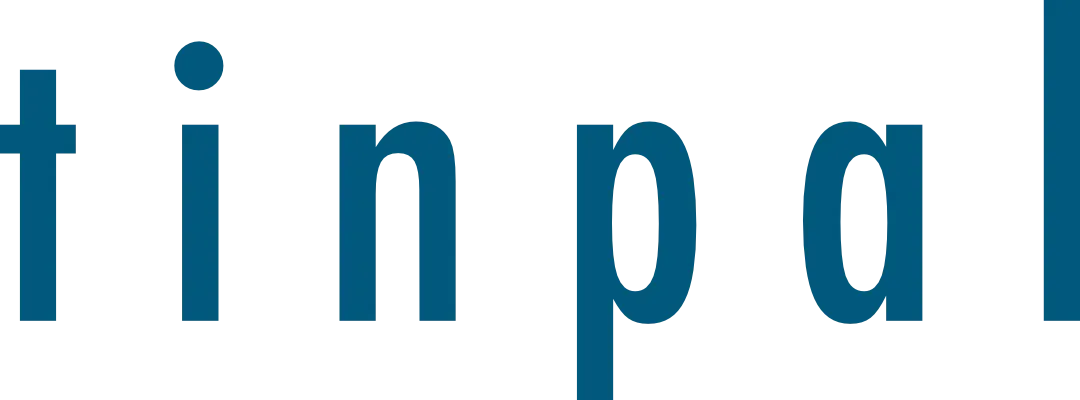 Das Wort Tinpal ist in blauen Buchstaben auf weißem Hintergrund geschrieben.