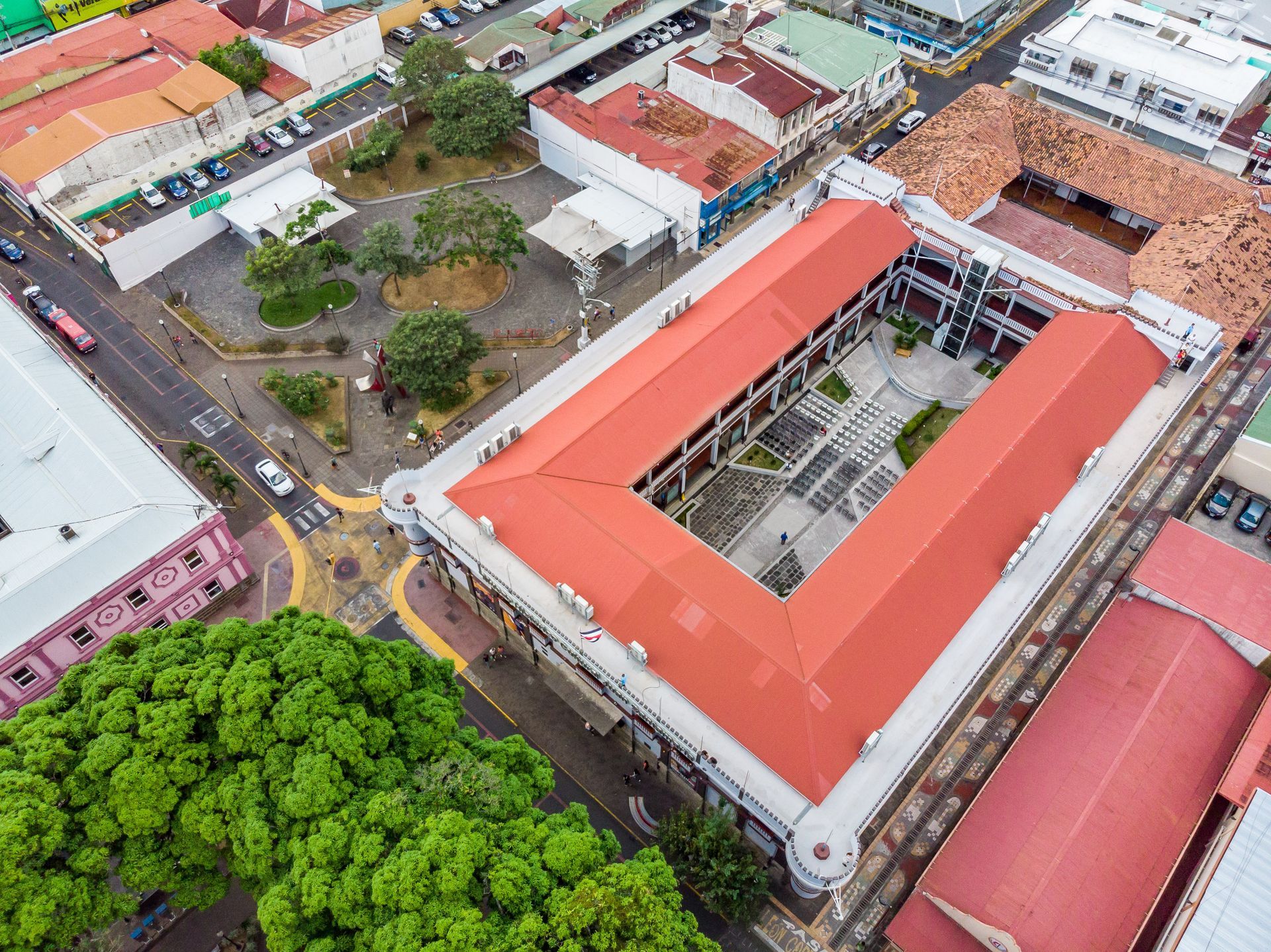 Juan Santamaria Museum arieal viewbuilding in downtown central Alajuela