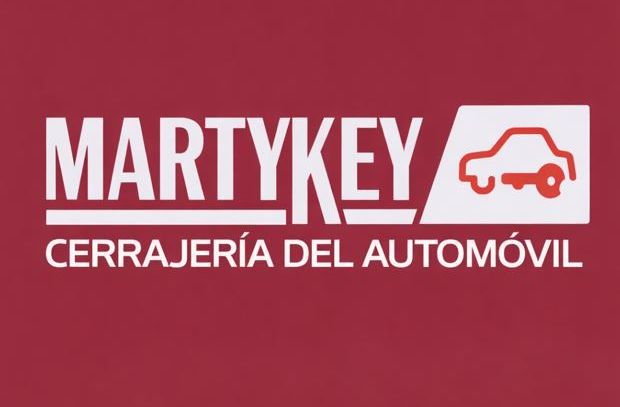 Logotipo de Martykey, un cerrajero de autom&oacute;viles, que presenta el nombre y el &iacute;cono